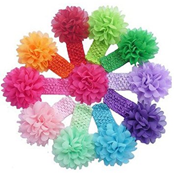 FEITONG(TM) 10 Pieces Babys Headbands Girls Headband Chiffon Flower Hair Bow