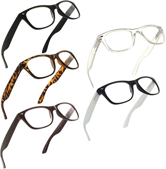 Reading Glasses 1.75 | 5 Pack Spring Hinge Trendy Readers for Men and Women [5 Pack, 1.75]