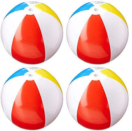 Intex Beach Ball Inflatable Pool, 20" Large Glossy Panel (4 Pack)