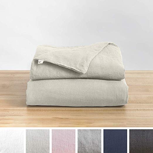 Baloo Removable Duvet Cover for Weighted Blankets - Soft, Premium, Breathable French Linen in Oatmeal Color (60 x 80 Inches)