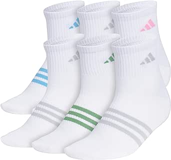 adidas womens Superlite 3.0 Quarter Athletic Socks (6-pair) With Targeted Padding and Arch Compression for All Day Comfort