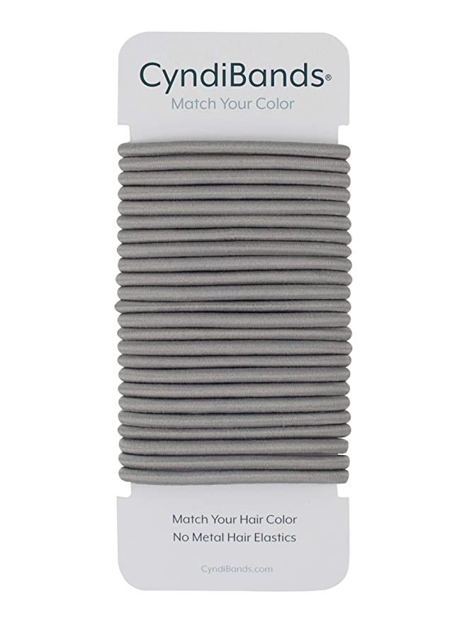 Gray No-Metal 4mm Elastic Hair Ties Color Match Ponytail Holders - 24 Count