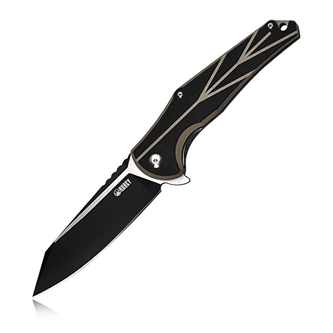 KUBEY KU158 Folding Camping Knife G10 Handle and 3.8 Inch D2 Blade Ball Bearing Pocket Knives for Outdoor Hunting Tactical Survival Tools