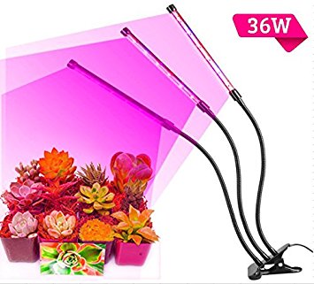 High Brightness 36W Light Effect,Three Tube Plant Grow Light, 360 Degree Flexible, 120 ° Beam Angle and Three on / off Switch for Indoor Plants Greenhouse Office, LED Plant Light
