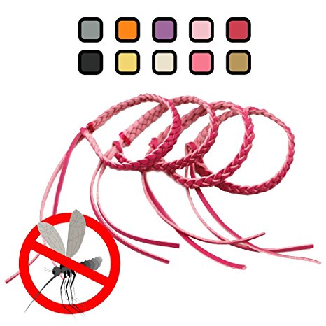 Original Kinven® Mosquito Repellent Bracelet Natural DEET FREE Insect Repellent Bands, Mosquito Killer up to 360Hrs Protection Outdoor and Indoor, for Adults & Kids, 4 bracelets, Color: Pink