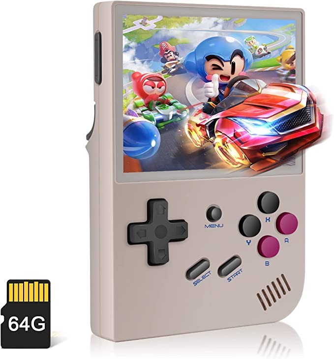 Anbernic RG35XX Handheld Game Console Retro Games Consoles with 3.5 Inch IPS Screen 64G TF Card 5474 Classic Games 2100mAh Battery Support Linux, HDMI and TV Output Gray