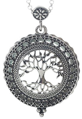Tree of Life 4x Magnifier Magnifying Glass Sliding Top Magnet Pendant Necklace, 30"