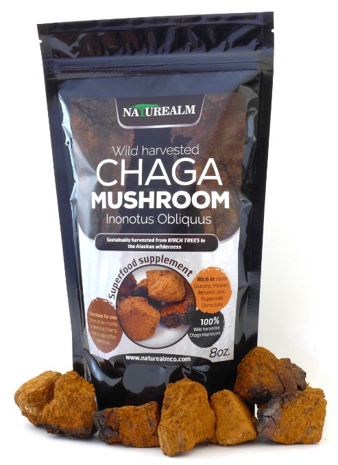Chaga Mushroom Tea Chunks Sustainably Wild Harvested in Alaska, 8 ounces, 80  servings, Super Premium, Direct from the Source, Rich in Beta Glucans