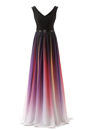 Belle House Women's Gradient Color Chiffon Formal Evening Dress Long Prom Gown