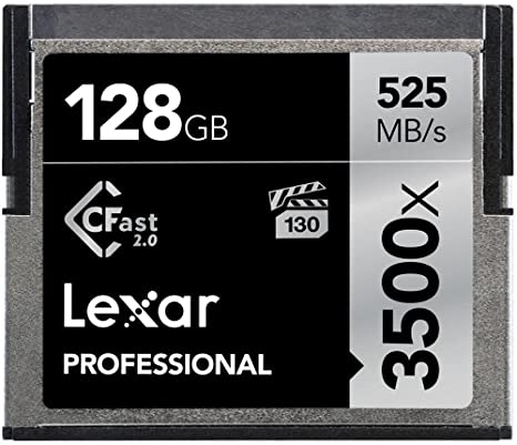 Lexar Professional 3500x 128GB CFast 2.0 Card, Up to 525MB/s Read, for Cinematographer, Filmmaker, Content Creator (LC128CRBNA3500)