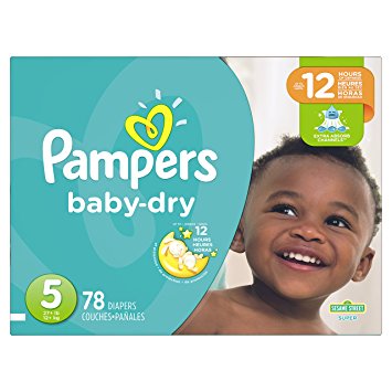 Pampers Baby Dry Diapers Size 5, Super Pack, 78 Count (Packaging May Vary)