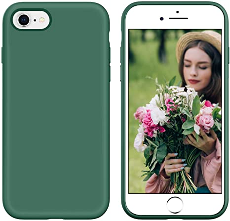 iPhone SE 2020 Case,iPhone 8 Case,iPhone 7 Case, DUEDUE Liquid Silicone Gel Rubber Slim Soft Cover with Microfiber Cloth Lining Cushion Shockproof Full Body Protective Phone Case for iPhone 7/8/SE2, Pine Green