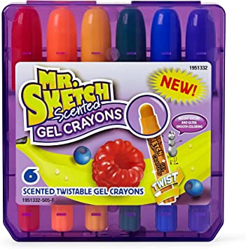 Mr. Sketch 1951332 Scented Twistable Gel Crayons, Assorted Colors, Pack of 6