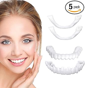 Fake Teeth, 2 PCS Dentures Teeth for Women and Men, Dental Veneers for Temporary Teeth Restoration, Nature and Comfortable, Protect Your Teeth and Regain Confident Smile, Natural Shade