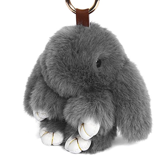 Yodensity Rabbit Doll Key Chain Fluffy Car Keyring Pendant Handbag Charm Women Bag Decoration