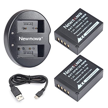 NP-W126S/NP-W126 Newmowa Battery (2-pack) and Dual USB Charger for Fujifilm NP W126S/NP W126 Fujifilm FinePix X-Pro1 X-Pro2 HS30EXR HS35EXR HS50EXR X-A1 X-A2 X-E1 X-E2 X-M1 X-T1 X-T2 X-T10 X-T20