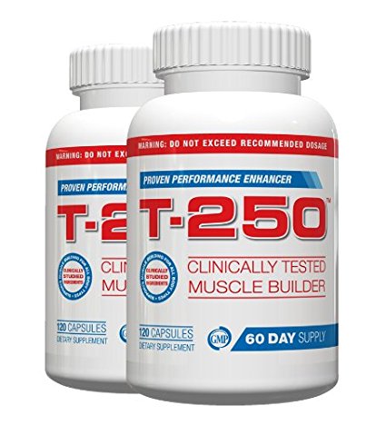 T 250 Muscle Building Supplement Fat Burner,120 Capsules, (Pack of 2)