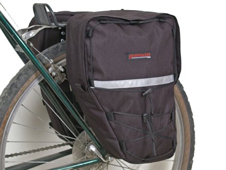 Bushwhacker® Moab Black - Bicycle Rear / Front Pannier Cycling Rack Pack Bike Bag - w/ Reflective Trim - Sold as Pair