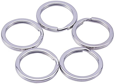 PandaHall Elite 5 Pcs 304 Stainless Steel Key Ring Chain Connector Compnents Clasp 28x2.7mm