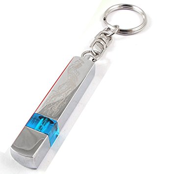 Phoenix Print Blue Silver Tone High Voltage Anti-Static Keychain Car Static Eliminator Discharger