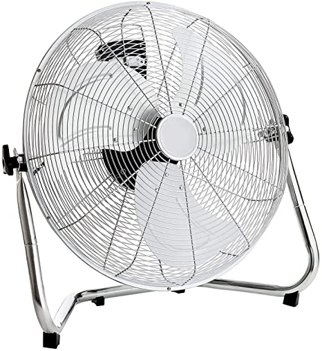 BRAVICH 18" Chrome Gym Garrage Home Office Floor Fan with 3 Speeds and Adjustable Standing Fan Head 18 INCH / 45 CM Cooling Fan With 120 Degree Vertical Tilt