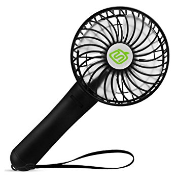 Anpress Portable Mini USB / Battery Fan Air Cooling Handheld Fan Palm-Leaf Fan Personal Cooling Fans with 18650 Rechargable Battery for Home and Office,Indoor and Outdoor Activities (Black)