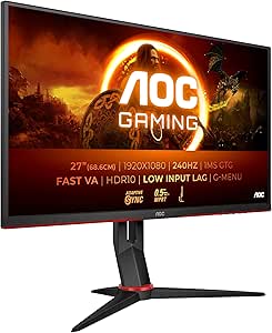 AOC Gaming 27G2ZN3-27 Zoll Monitor, 240 Hz, 0.5 ms, FreeSync Premium (1920x1080, HDMI, DisplayPort) schwarz/rot