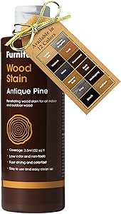 Furniture Clinic Wood Stain | 8.5oz / 250ml | Multiple Finishes | Fast Drying | Indoor and Outdoor Furniture and More | Water Based, Low Odor, Non-Toxic | Polyurethane Finish & Sealer | Antique Pine