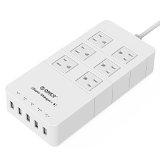 ORICO Family Size 6 Outlet Surge Protector Power Strip with 5 Port 40W USB Charging Station -White