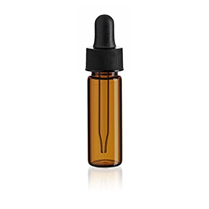 1 Dram (4 Ml) Amber Glass Vial - With Glass Dropper - Pack of 72