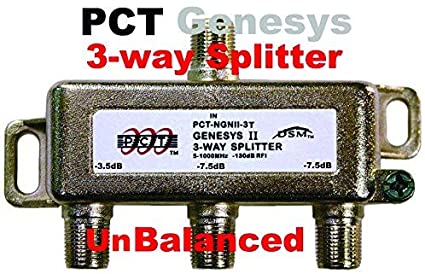 PCT Three Port (3 Output) Unbalanced Indoor/Outdoor High Performance 5-1000 MHz Balanced Cable TV HDTV Coaxial Digital Signal Splitter (NGNII-3T)