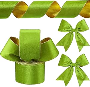 Chuangdi 1 Roll 4 Inch, 35 Yard Christmas Velvet Ribbon Vintage Olive Green Velvet Ribbons for Gift Wrapping Christmas Ornaments Party Decoration Crafts Single Face Velvet Ribbon Bow Making