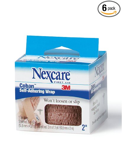 Nexcare Coban Self-Adherent Wrap, 2-Inch x 5-Yard Roll, 1-Count Boxes (Pack of 6)
