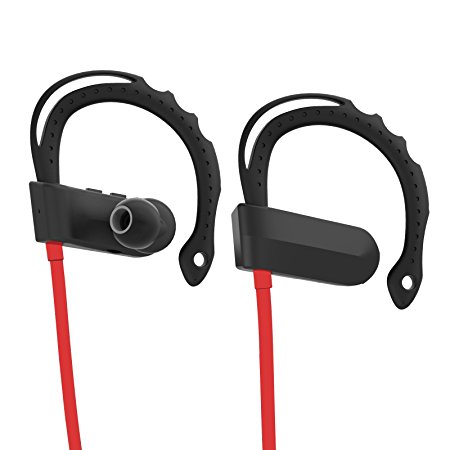 Lucky Clover Bluetooth Headphones, Wireless V4.1 Sweatproof Sports Workout Earbuds for Running, Stereo Noise Cancelling Headset with Microphone for iPhone and Android Phone (Black-Red)