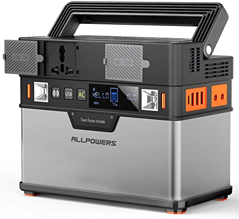ALLPOWERS Portable Generator 372Wh Power Station Emergency Power Supply with DC/AC Inverter, PD Technology, Wireless Output, Charged by Solar Panel/Wall Outlet for Camping, Home Use, RV, Outdoor