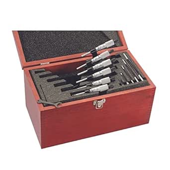 Starrett Outside Micrometer Set with One-Piece Friction Thimble, Satin Chrome Finish and Tapered Frame - Quick and Easy Adjustment, 0-6" Set Range, 001" Graduations - S436.1CXRLZ