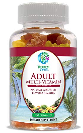 Tropical Oasis Adult Gummy Multivitamins for Men & Women | Daily Multi-Vitamin w/Full Vitamin B-Complex | Gluten Free, Gelatin Free, Made with Pectin | Great Tasting Naturally Flavored Gummies- 100ct