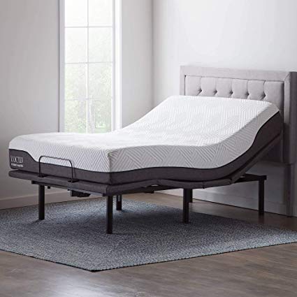 LUCID L600 Adjustable Bed Base with LUCID 10 Inch Memory Foam Hybrid-Mattress - Queen