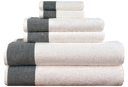 Venice 100-percent Luxury Turkish Combed Cotton Jacquard 6-Piece Towel Set, Black