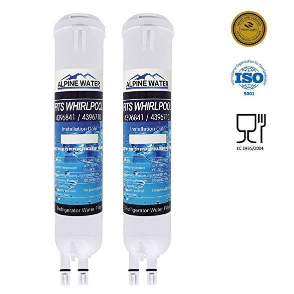 ALPINE WATER Premium Filter Compatible with Whirlpool 4396841, 4396710, 4396711B, 4396842, 4396842B models, 2 pack