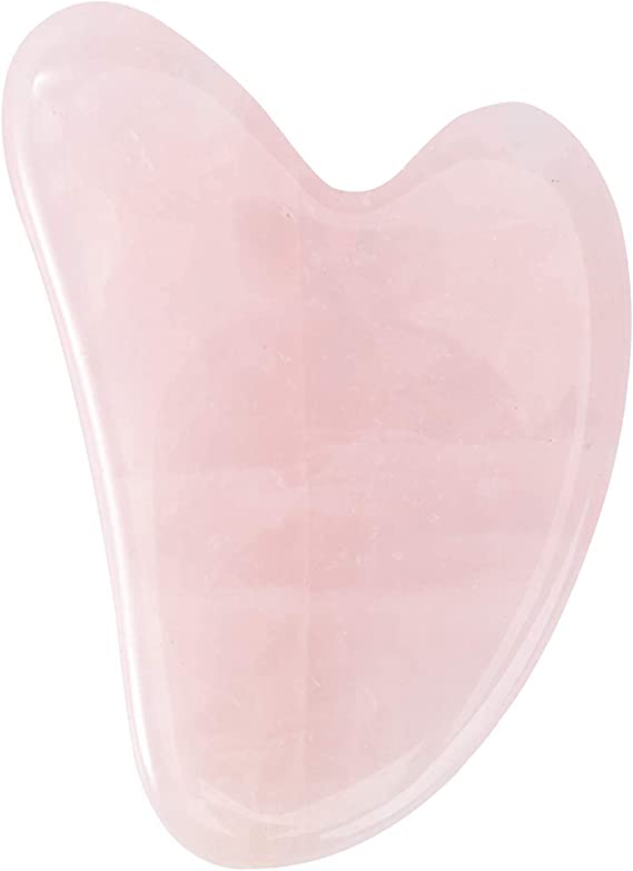 Rosenice Authentic Gua Sha Facial Tool, Asian Guasha Stone Rose Quartz Gua Sha Massage Tool A Relaxing Gua Sha for Jawline, Double Chin, Wrinkles and Pain Relief(Pink)