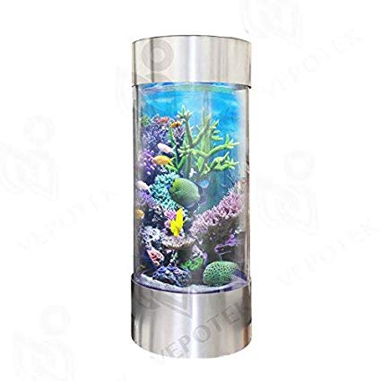 Vepotek Vapotek 360 Clear Acrylic and Plastic Cylinder Fish Tank with Stainless Steel Trim