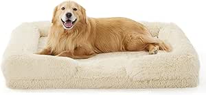 Bedsure Orthopedic Dog Bed for Extra Large Dogs - XL Plus Calming Waterproof Dog Sofa Beds, Supportive Foam Pet Couch Bed with Removable Washable Cover, Waterproof Lining and Nonskid Bottom, Cream