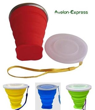 Collapsible XL-sized Silicone Travel Cup with Lid by AvaLeisure - The Multi-Purpose Mug/Bowl for People on the Move. Ideal for travelling, camping, hiking & commuting to work - Lifetime Guarantee