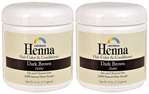Rainbow Research Henna Dark Brown Hair Color and Conditioner (Pack of 2) With Indigofera, 4 oz. each.