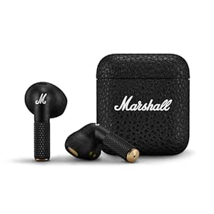 (Refurbished) Marshall Minor Iv Wireless in Ear Earbuds with 30  Hours of Playtime, Water-Resistant, Wireless Charging- Black