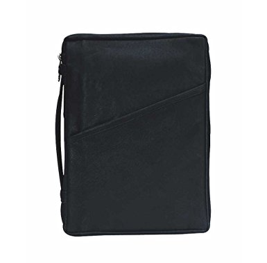 Black Classic 11.5 x 8.5 inch Leather Bible Cover Case with Handle X-Large