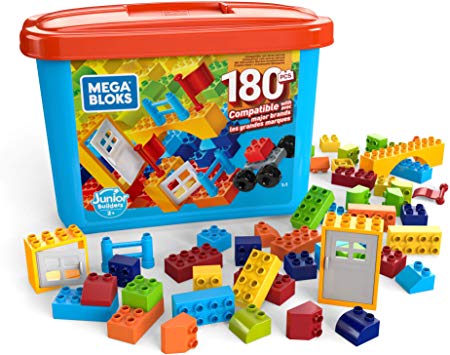 Mega Bloks Open-Ended Play Brick Box for Junior Builders: Building Toys for Creative Play (180 Pieces)