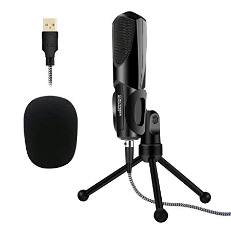 PC Microphone, ELEGIANT Plug & Play Streaming Live Broadcast Home Studio USB Condenser Computer Microphone for Skype, YouTube Recording, Google Voice Search Games (Windows/Mac) - Black