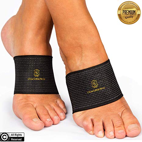 Plantar Fasciitis - Arch Support Inserts Copper Compression - Arch Sleeves for Men and Women. Arch and Heel Pain Relief (Black)